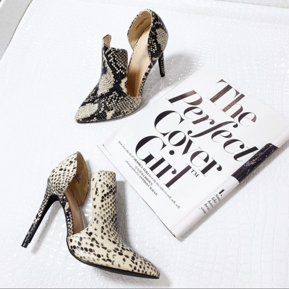 Snakeskin Print Cut Out Heel - Picture 2 of 3